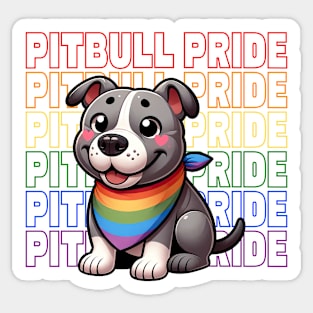 Pitbull Pride - Rainbow-Colored Cute Pitbull Sticker